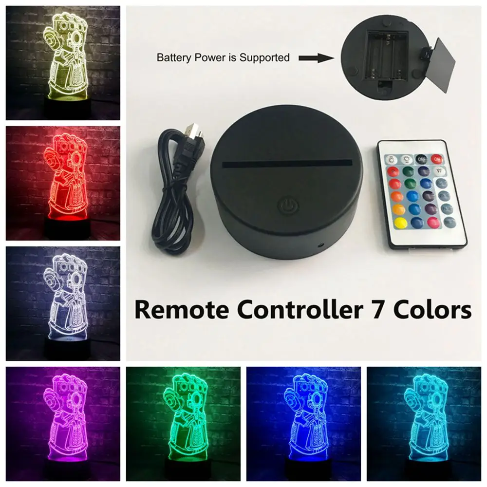 Remote 7 Color Креативный Lava фильм «мстители» Marvel Super Hero Thanos Body светодиодный Декор для комнаты мальчика 7 цветов USB зарядка Ночник подарок для друга - Испускаемый цвет: Remote 7 Color