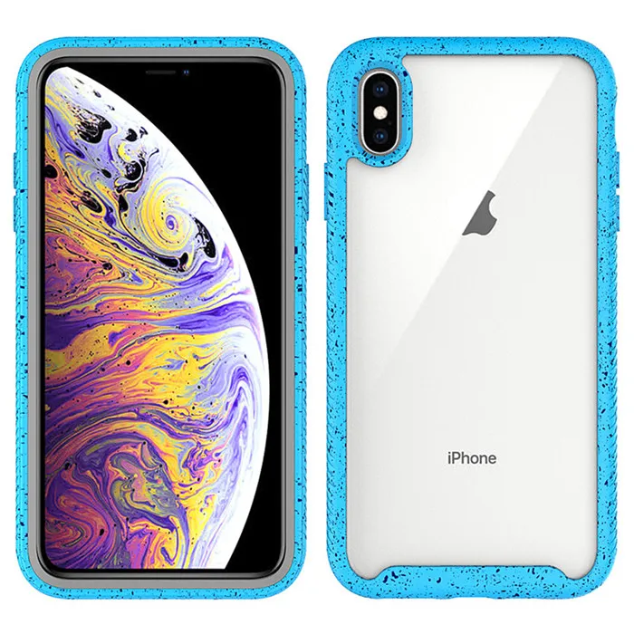 Blue Противоударный гибридный защитный ТПУ бампер Прозрачный чехол для iPhone 11 Pro Max XS MAX XR 11 8 7 6 Plus противоударный силиконовый роскошный чехол для телефона - Цвет: Blue