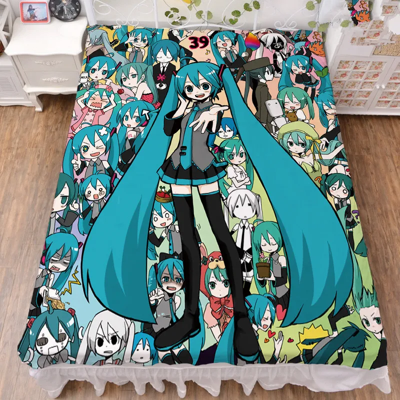 Новое обновление Аниме VOCALOID Хацунэ Мику Сексуальная девушка персонаж Молоко волокна простыня и фланель одеяло летнее одеяло 150x200 см - Цвет: 1