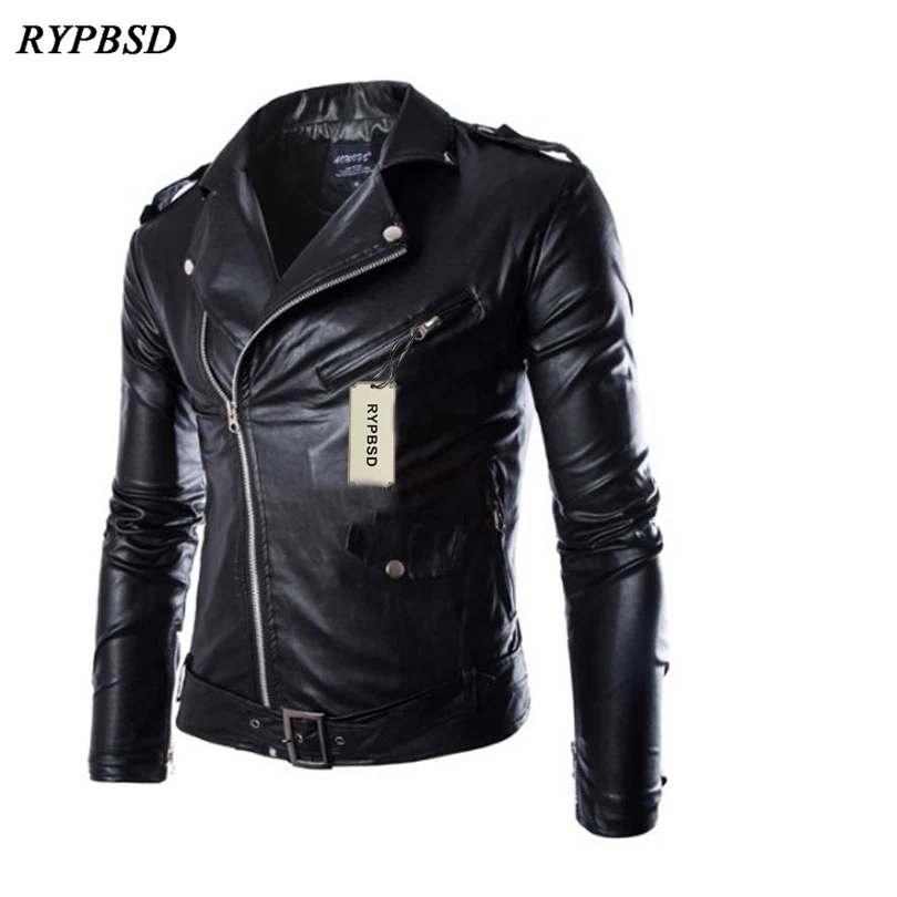 Байкерская Мужская куртка модное Брендовое пальто кожаная мужская мужские