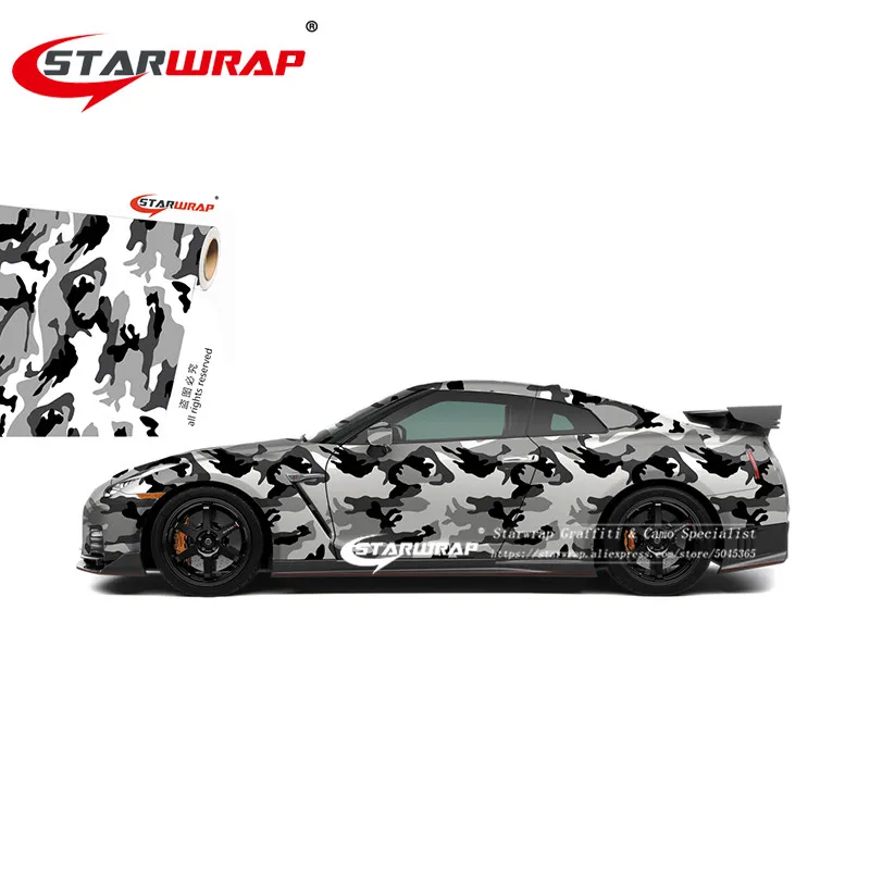 Starwrap белый черный серый пиксель камуфляж большие пятна для автомобиля