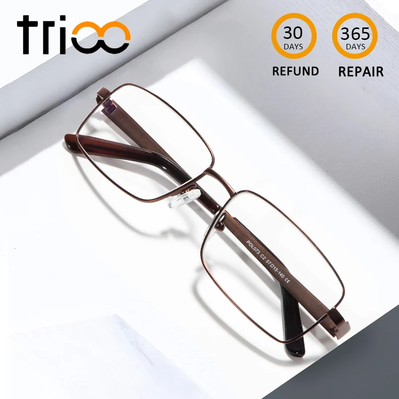 

Мужские квадратные очки для коррекции близорукости TRIOO, прозрачные очки по рецепту, высококачественные металлические очки, очки Gafas Oculos