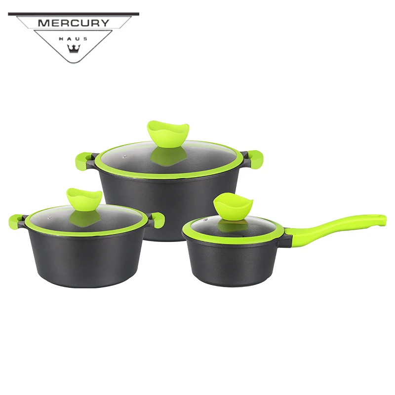 6PCS Non-stick Cast Aluminum Kitchen Cooking Casserole Frypan Pot Cookware Sets Kitchenware with Marble Coating | Дом и сад