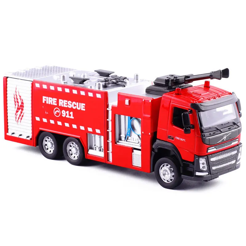Изысканный 1:50 volvo лестница/бак для воды пожарная машина сплав модель коллекция и