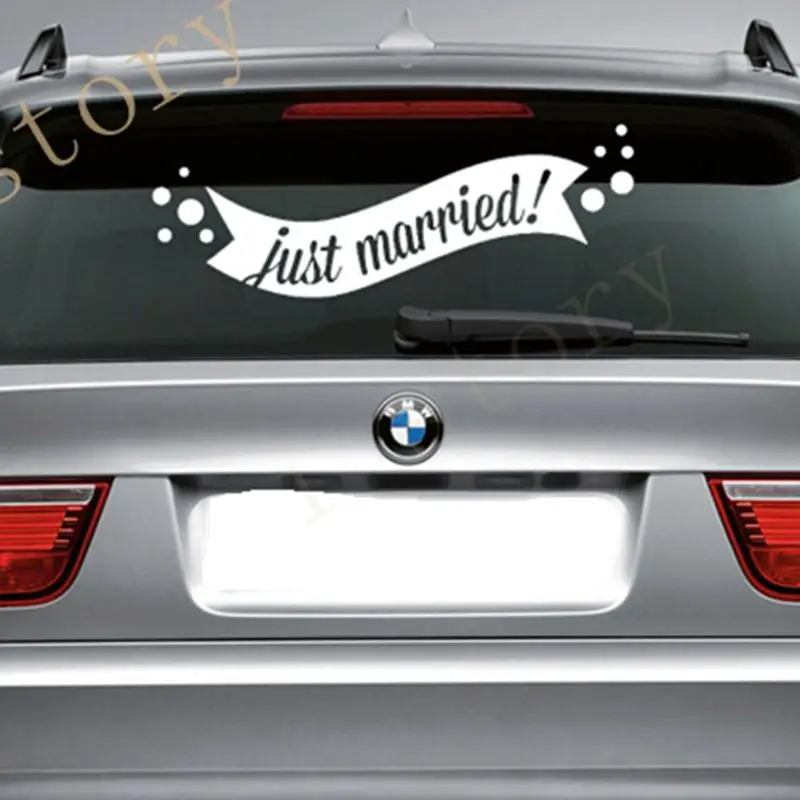 Свадебные автомобильные наклейки только что замуж-Свадебные виниловые на стену