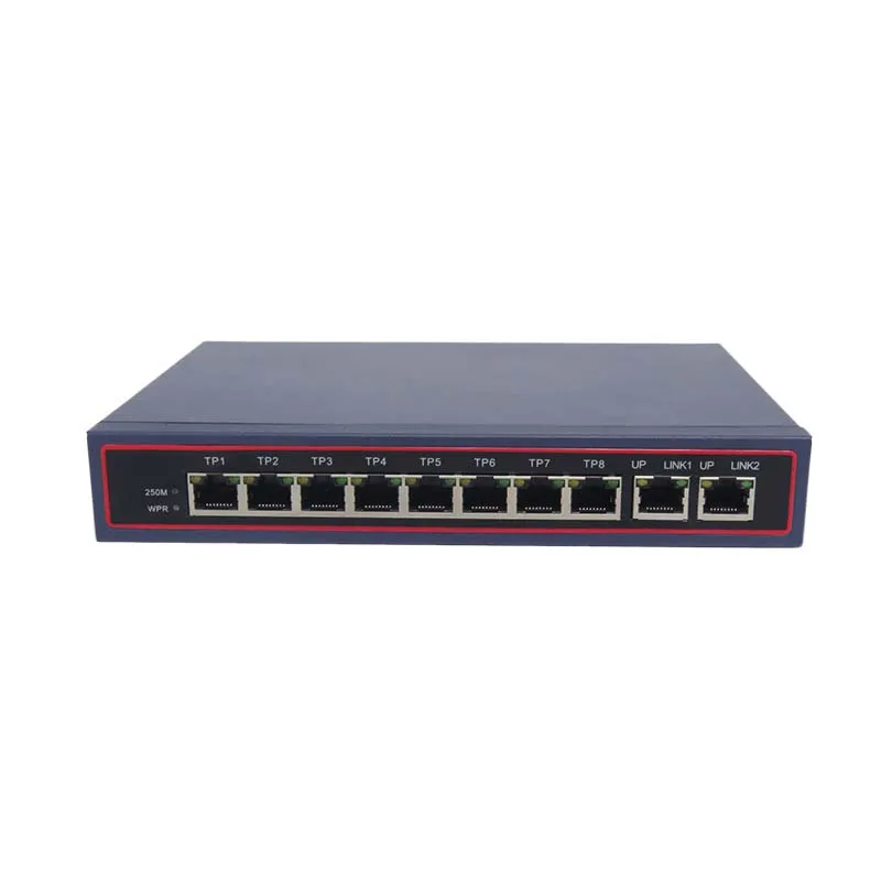 10/100/1000 Мбит/с 10 портов poe коммутатор ethernet 8GEP+ 2GE 2 uplink порт 8 rj45 коммутатор питания через ethernet порт гигабитный коммутатор оптоволокно ftth чехол