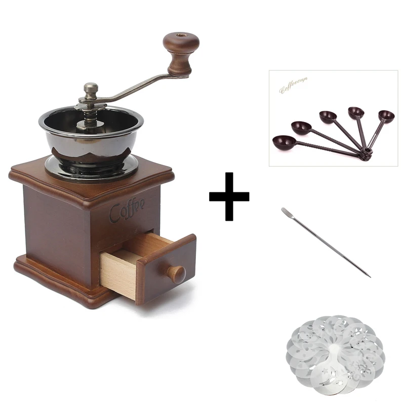 Портативная мини винтажная ручная кофемолка зеркальная + больше подарков|coffee