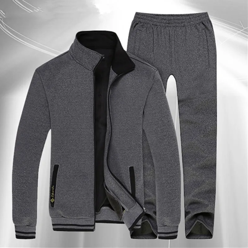 Rlyaeiz Autumn Winter Men's Sets Zipper Hoodies + Pants Sporting Wear Fleece Warm Tracksuits 2018 Casual Suits Men | Мужская одежда