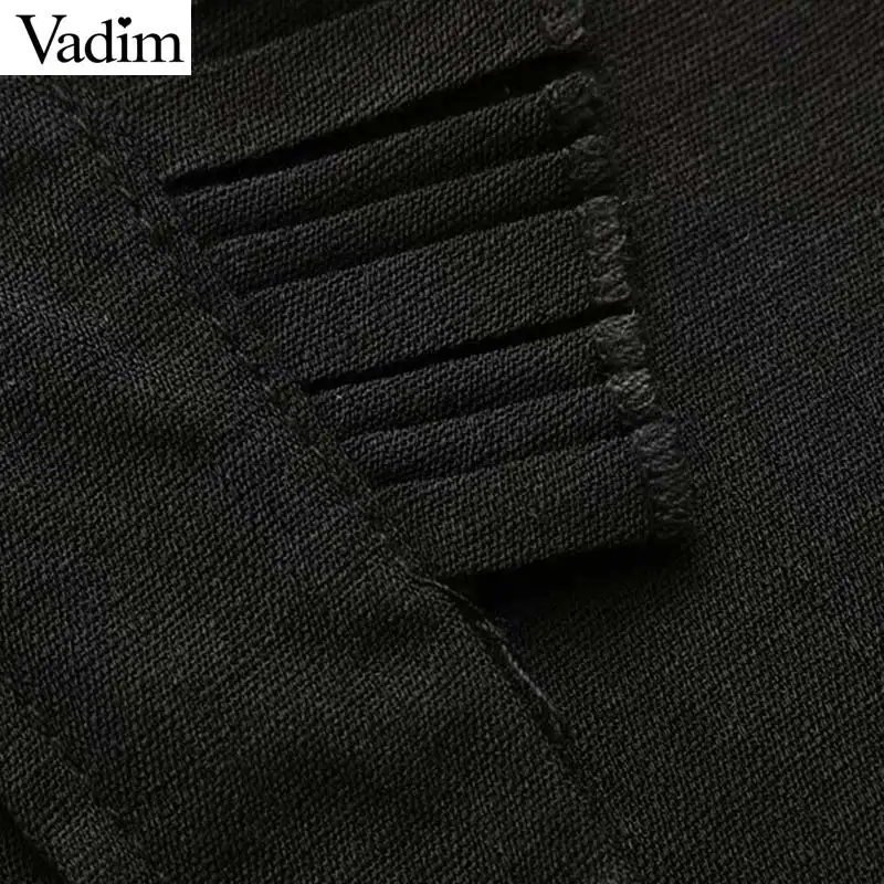 Vadim women sweet ruffles black white blouse long sleeve ruffled collar solid shirts female casual chic tops blusas LA742 |