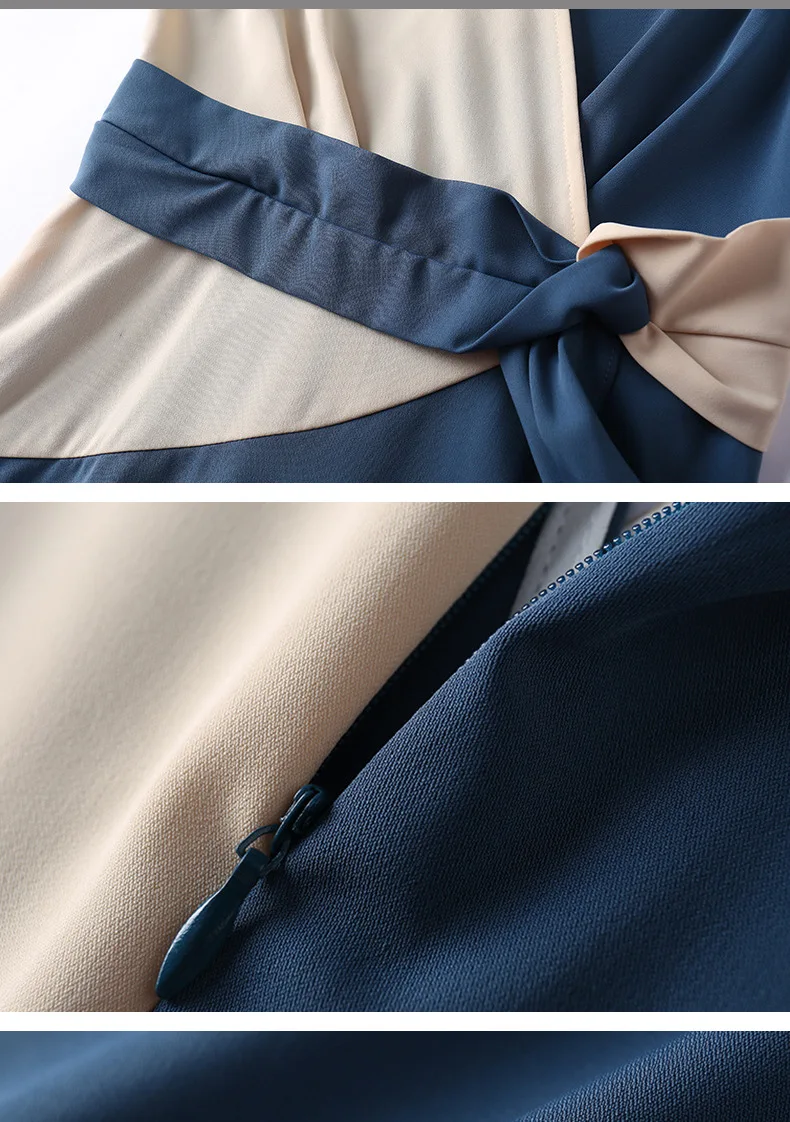 2019 новые летние Для женщин платье синий + белый Цвет лоскутный блок без рукавов с