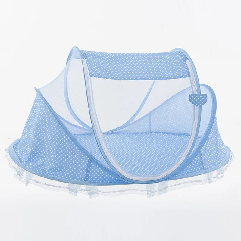 Nets Pillow Pad Blue Детская Колыбелька сетка складной дети музыка москитные сетки Кровать Матрас Подушка костюм из трех предметов для детей 0-3 лет - Цвет: Nets Pillow Pad Blue