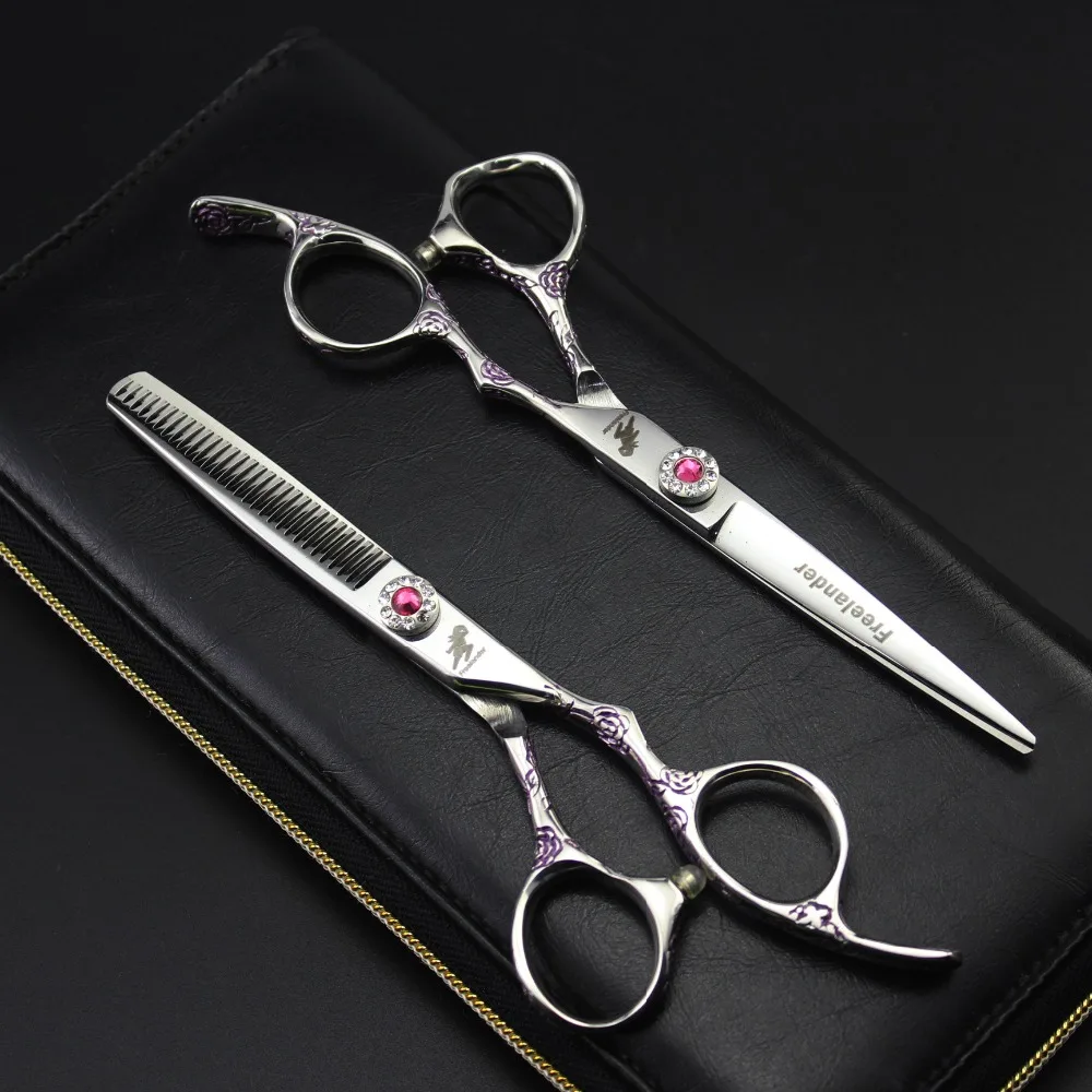 

6.0 inch color plum blossom handle hairdressing scissors durable fashion styling scissors flat scissors hair salon special