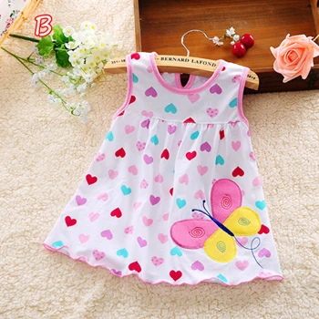 Г. Милое платье для маленьких девочек, Vestido infantil хлопковые платья трапециевидной формы без рукавов Повседневная одежда мини-принцессы от 0 до 24 месяцев - Color: B