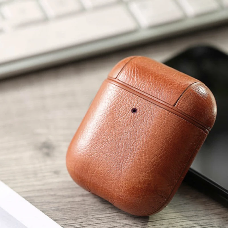 Роскошный кожаный чехол для Apple Airpods, Bluetooth наушники, аксессуары для Airpods 1 2, кожаный чехол для наушников