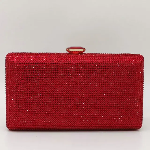 Red Crystal Bag Boutique De FGG вечерние сумочки-клатчи со стразами цвета шампанского для женщин, сумочка для свадьбы, коктейля, ужина, дамские сумочки и кошельки - Цвет: Red Crystal Bag