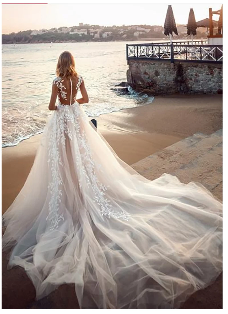 Robe De Mariage свадебное платье 2019 Холтер без рукавов бисер кружево аппликационные