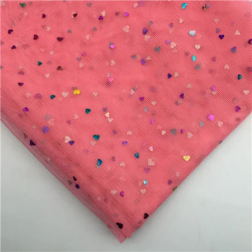 Watermelon red 150 см ширина блестящее сердце блестки 100 см/лот мягкий тюль сетка ткань рулон Свадьба сетчатая ткань для шитья DIY органза юбка-пачка аксессуары - Цвет: Watermelon red