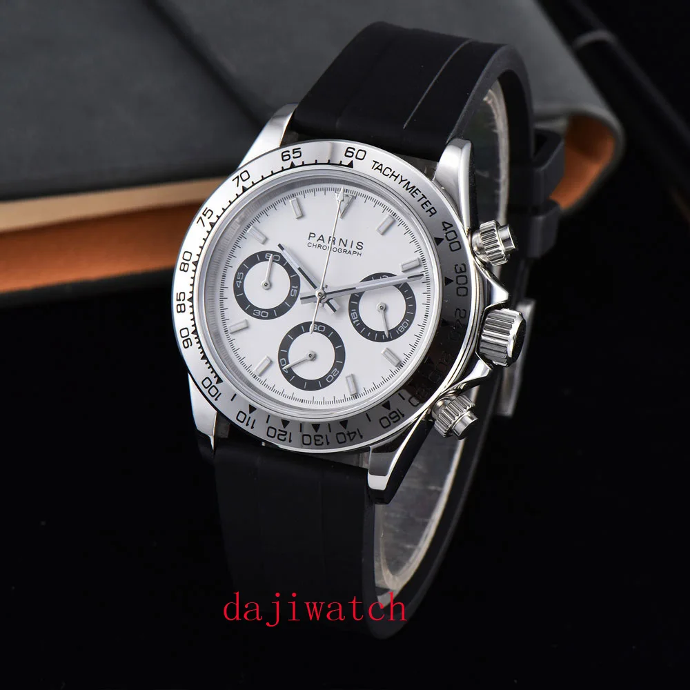 Parnis39mm мужские часы с хронографом сапфировые кварцевые повседневные наручные часы wat ch спортивные часы