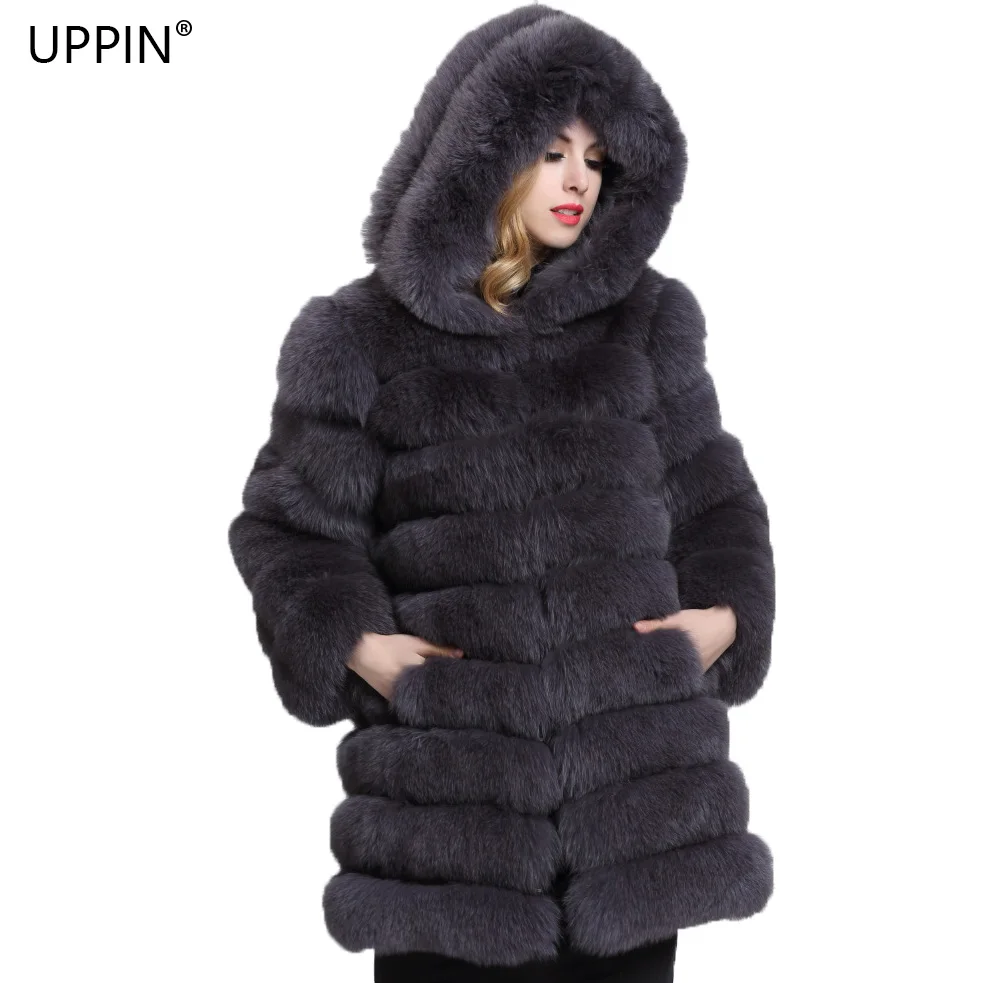 UPPIN шуба 2018 женская зимняя зимнее длинное меховое пальто большой Размеры Для
