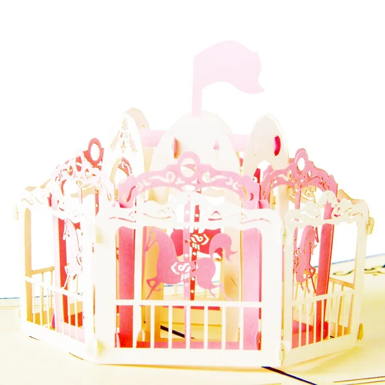 Happy открытка на день рождения поздравительные открытки 3d ручной Pop Up повернуть Троян лошадь Праздничная вечеринка, день рождения приглашения