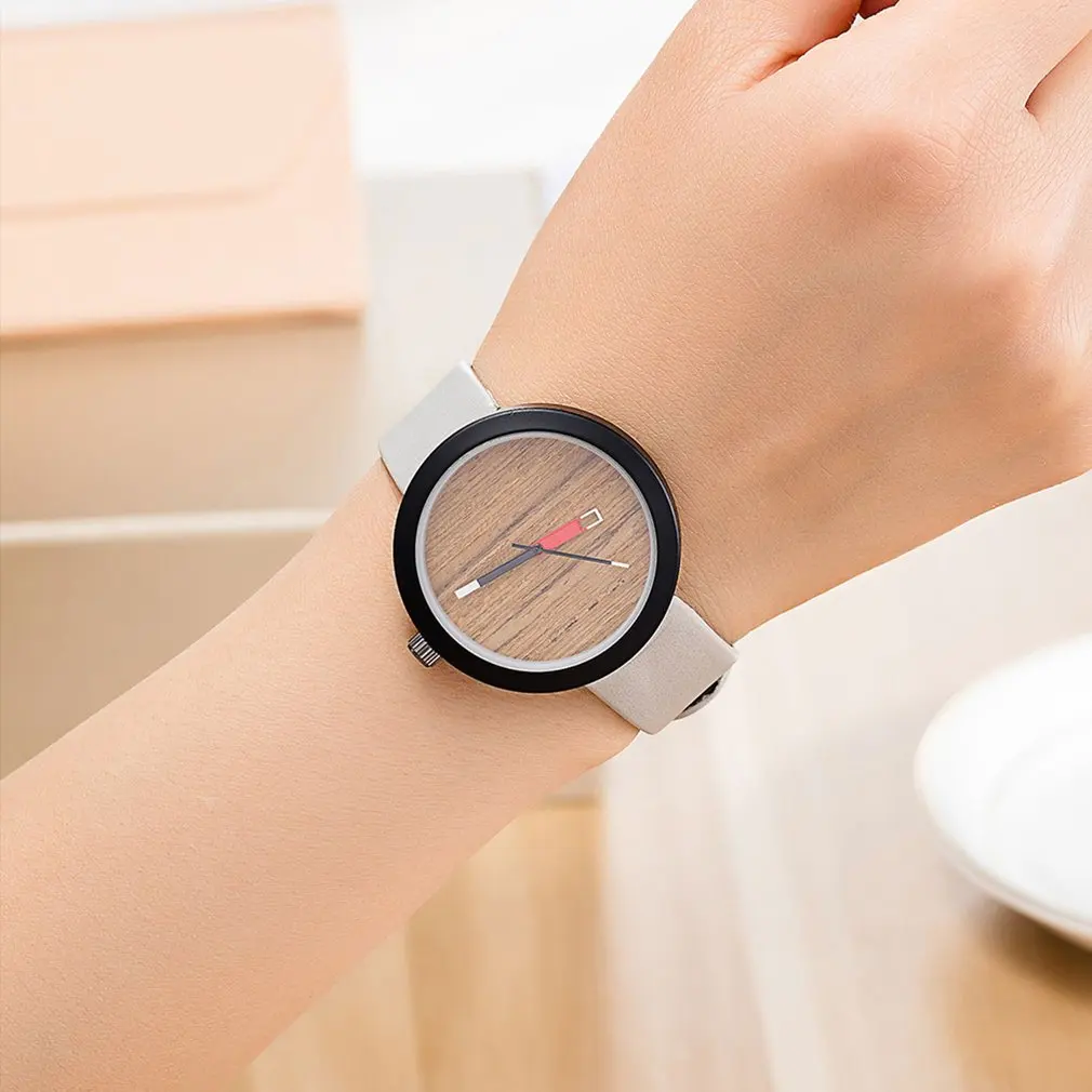 Vintage Wooden Color Dial Quartz Watch Fashion Hours PU Leather Strap Bracelet Wristband Jewelry For Women Men | Наручные часы