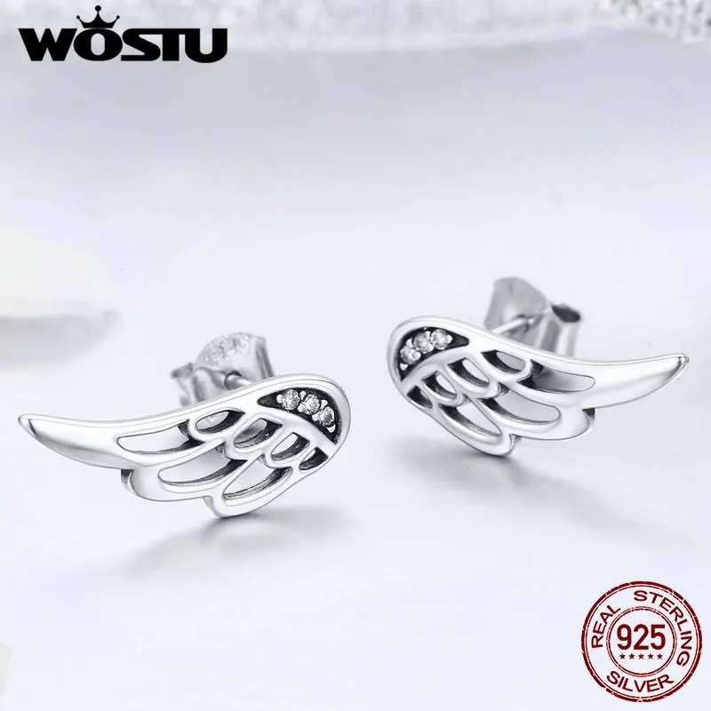 Женские серьги в виде пера WOSTU из серебра 925 пробы с крыльями феи