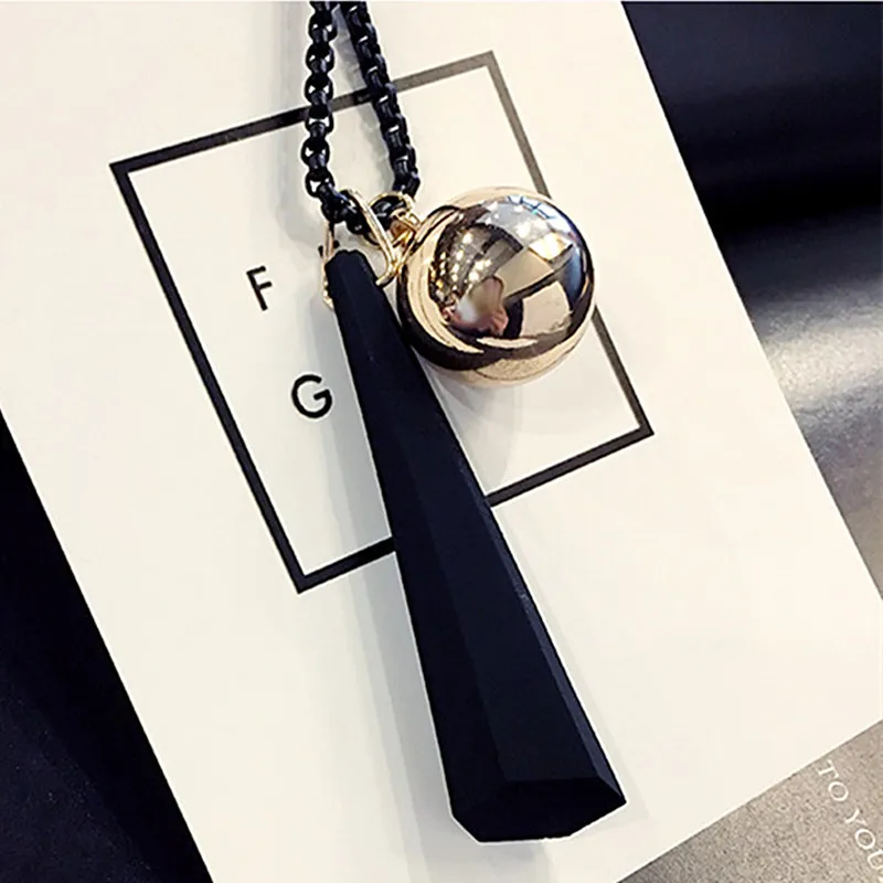 Длинное ожерелье для свитера N131 ожерелья с деревянными подвесками в форме шара