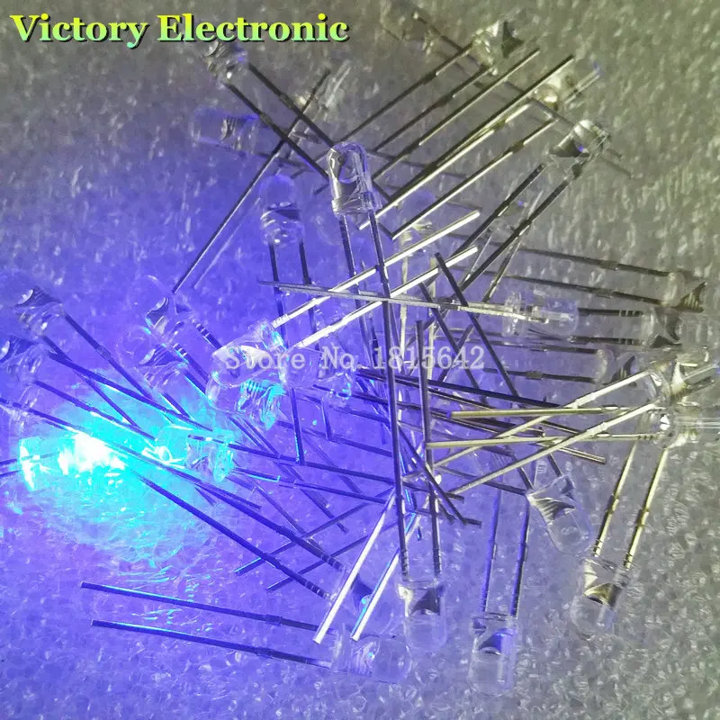 100 шт. 3 мм круглые синие светодиодные диоды супер яркие прозрасветодиодный