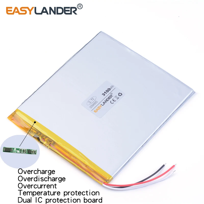Литий-ионная аккумуляторная батарея 3-wire 359095 3100mah планшетный ПК power bank сотовый