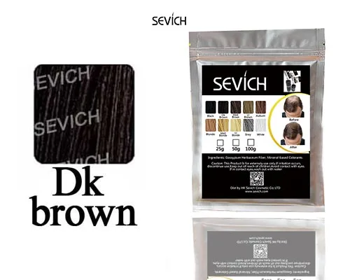 dk brown SEVICH, порошок для человеческих волос, Кератиновое волокно для волос, строительный более густой консилер для выпадения волос, уход за волосами, цветная краска для укладки, запасной пакет, 100 г - Цвет: dk brown