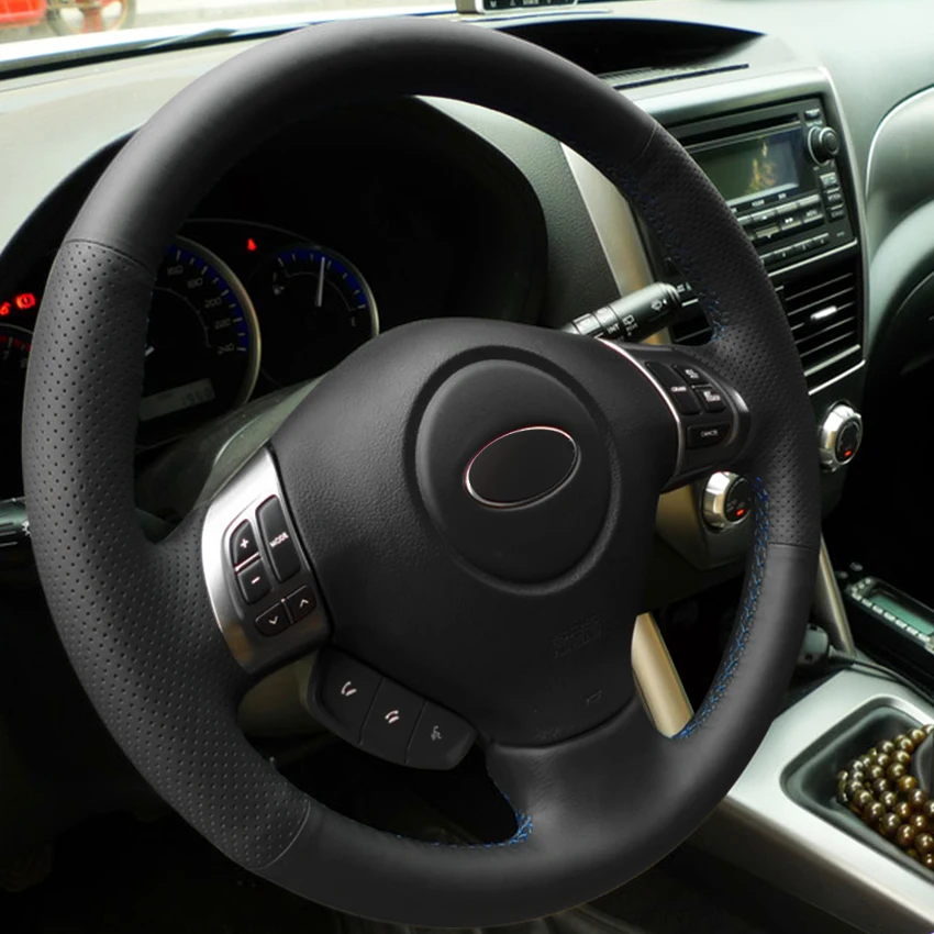 Чехол рулевого колеса автомобиля из черной синтетической кожи для Subaru Forester 2008-2012
