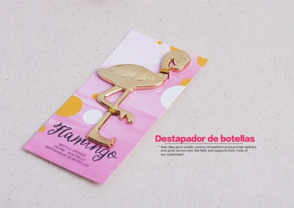 &quotПричудливая и eathered&quot бутылка с Фламинго открывалка Свадебные сувениры