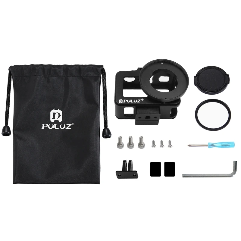 

PULUZ for DJI OSMO Action Sports Camera Aluminum Alloy CNC Protector Cage Metal Housing Shell Case with 52mm UV Lens Cage