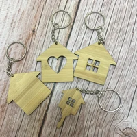 5 natural real bamboo wooden keychain house keyring gifts from family
