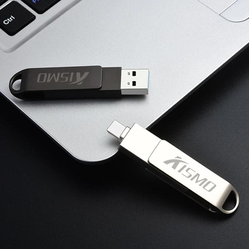 Металлический USB флеш-накопитель Kismo U-диск OTG в подарок 32 Гб 64 128 ГБ Type-C Pen Drive для