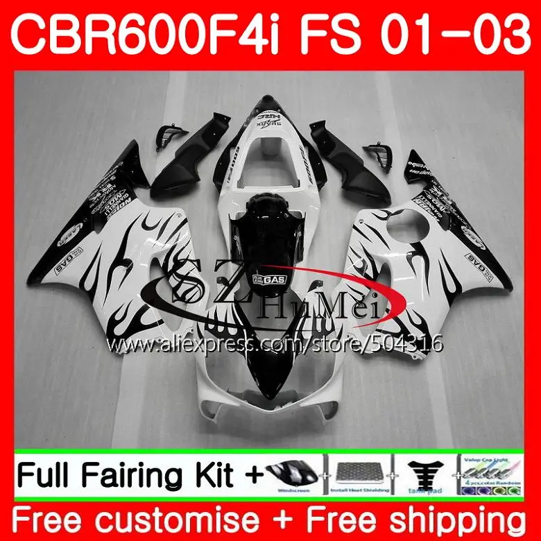 

Корпус для HONDA CBR 600 F4i CBR 600F4i CBR600FS 600 FS 48SH20 CBR600 черное пламя F4i 01 02 03 CBR600F4i 2001 2002 2003 обтекатели