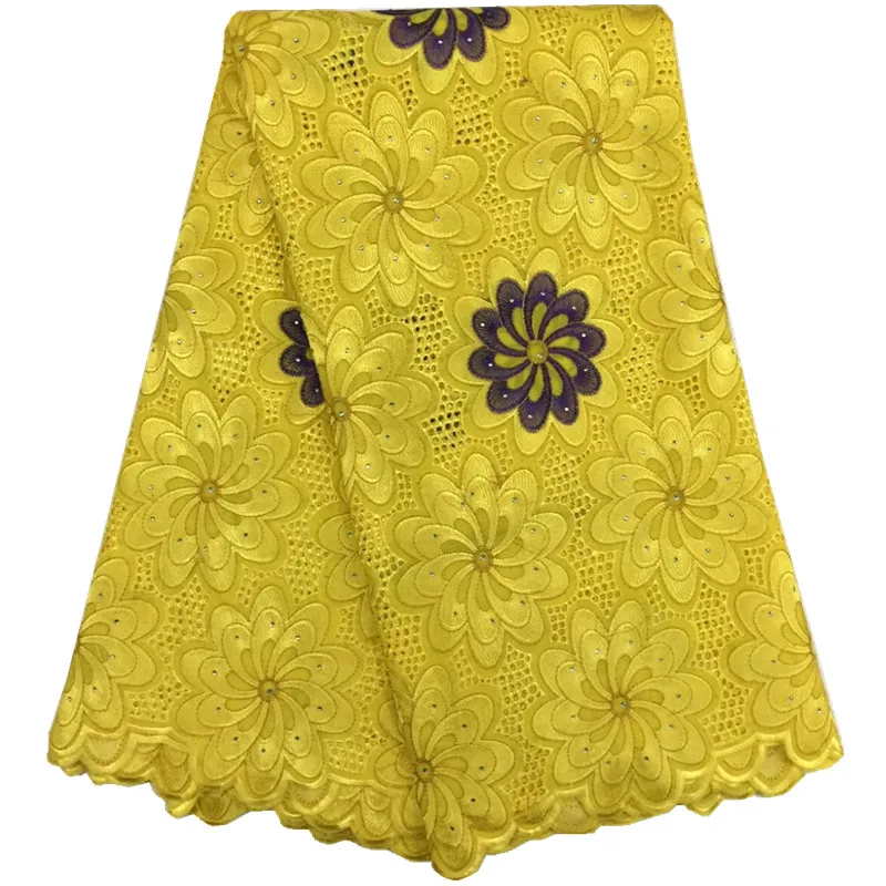 Африканский Хлопок Кружевной Ткани 2017 Высокое Качество Кружева Вышитые С камень