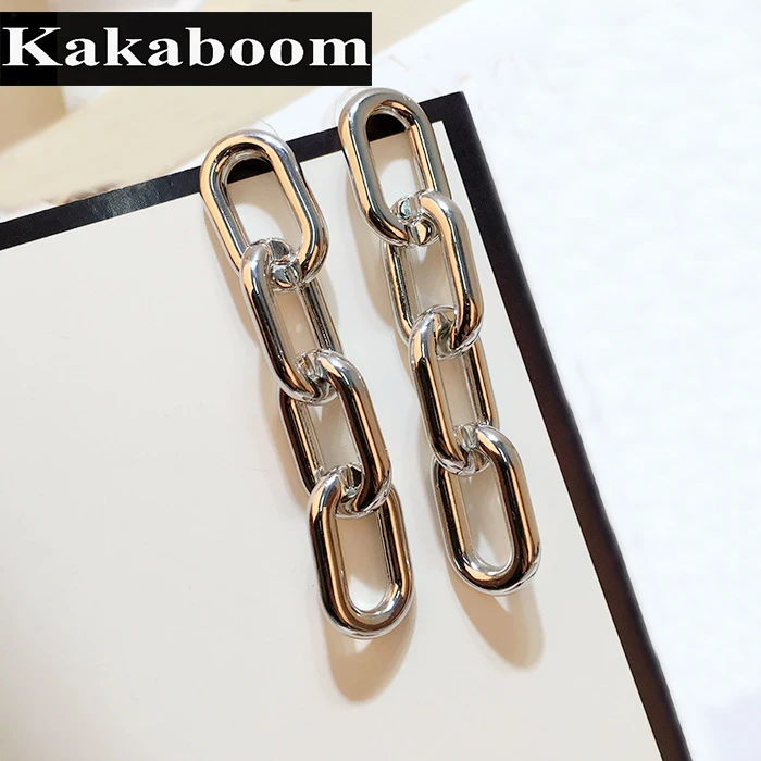 Kakaboom большая цепь панк стиль Висячие серьги для женщин девочек универсальные