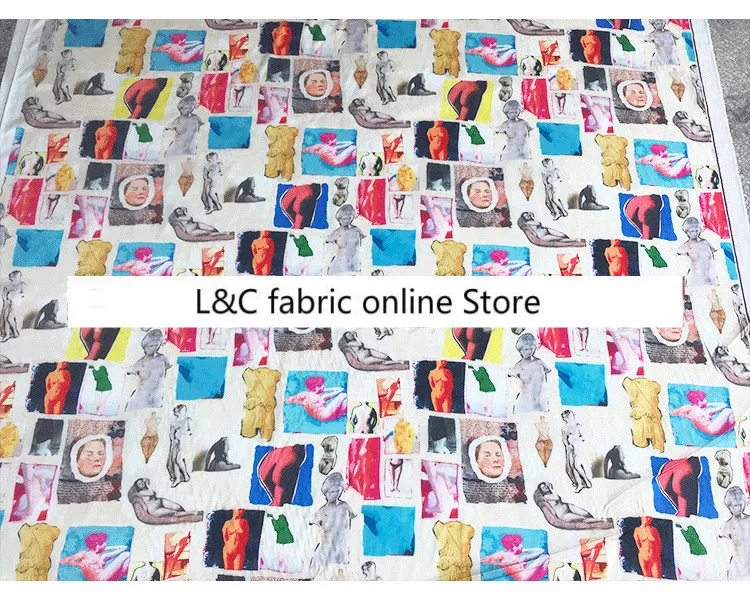 new European and American digital printing clothing DIY fabric simulation silk stretch satin polyester fashion fabric
