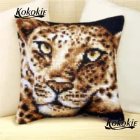 Counted cross stitch kits embroidery needlework set tiger throw pillow case cotton embroidery yarn pillowcase diy rug cushion