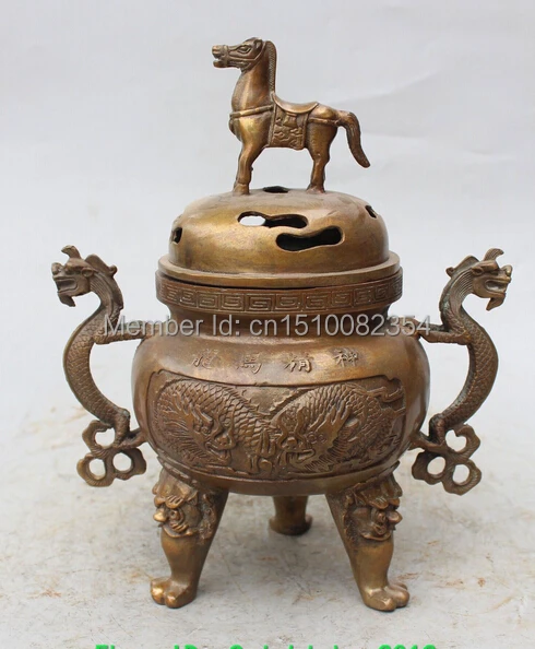 10 &quotКлеймо Китайский Бронзовый дракон Лошадь Лев зверь курильница Кадило Статуя