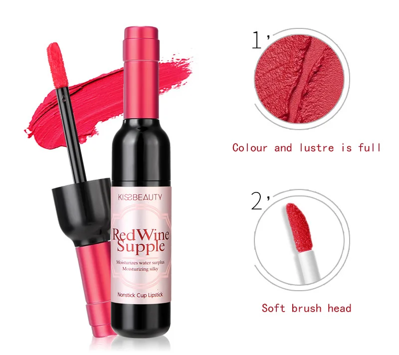 Бутылки с красным вином не окрашены глазурью для губ блеск легко обесцвечивает