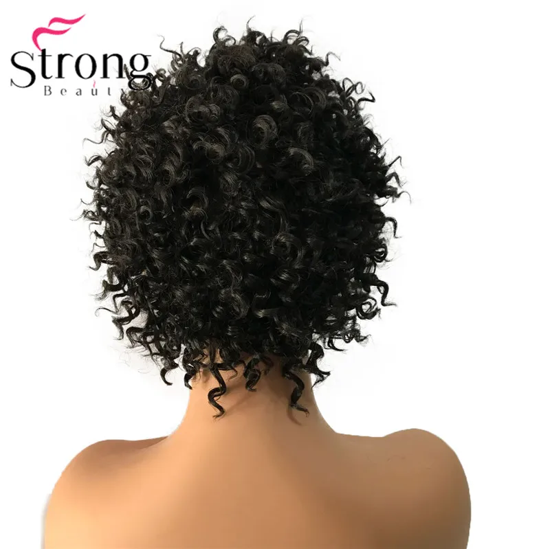 StrongBeauty кружевной передний короткий черный выделенный кудрявый афро высокий нагрев ок синтетический парик парики выбор цвета
