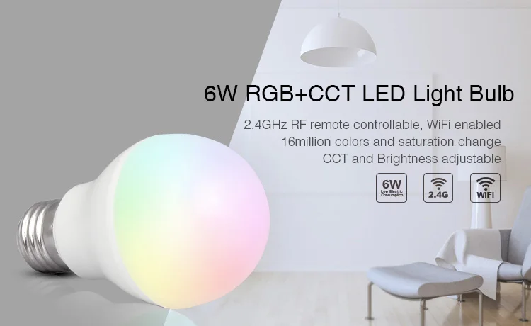 Milight AC 85V - 265V E27 6W 8W 9W 12W RGB + CCT светодиодный светильник 2 4G беспроводной RF WIFI Пульт