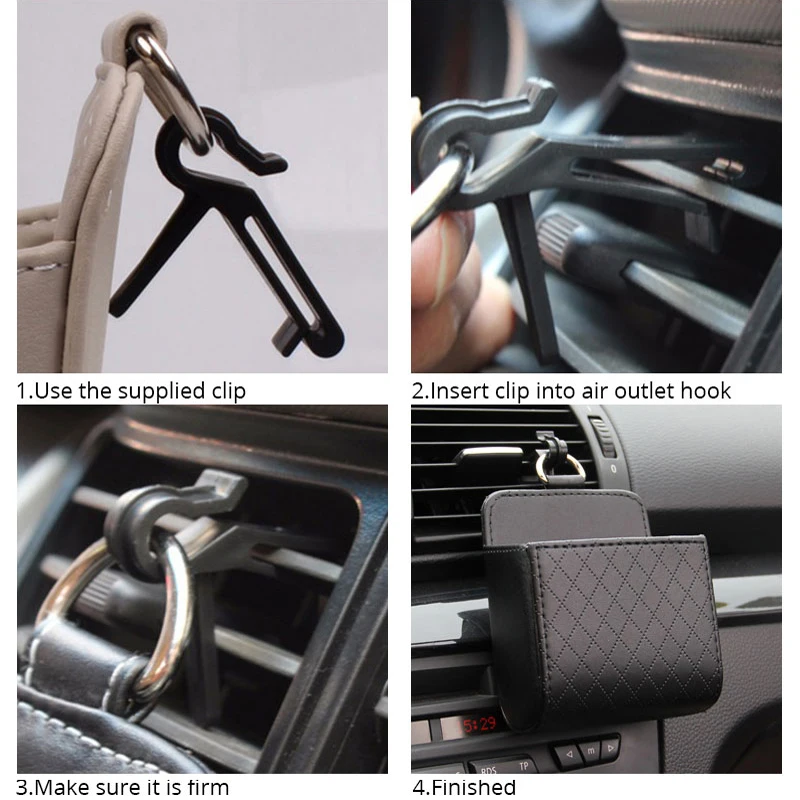 

Car Outlet Vent Seat Back Tidy Storage Box PU Leather Coin Bag Case Pocket Organizer Hanging Holder Pouch Automobile Accessories