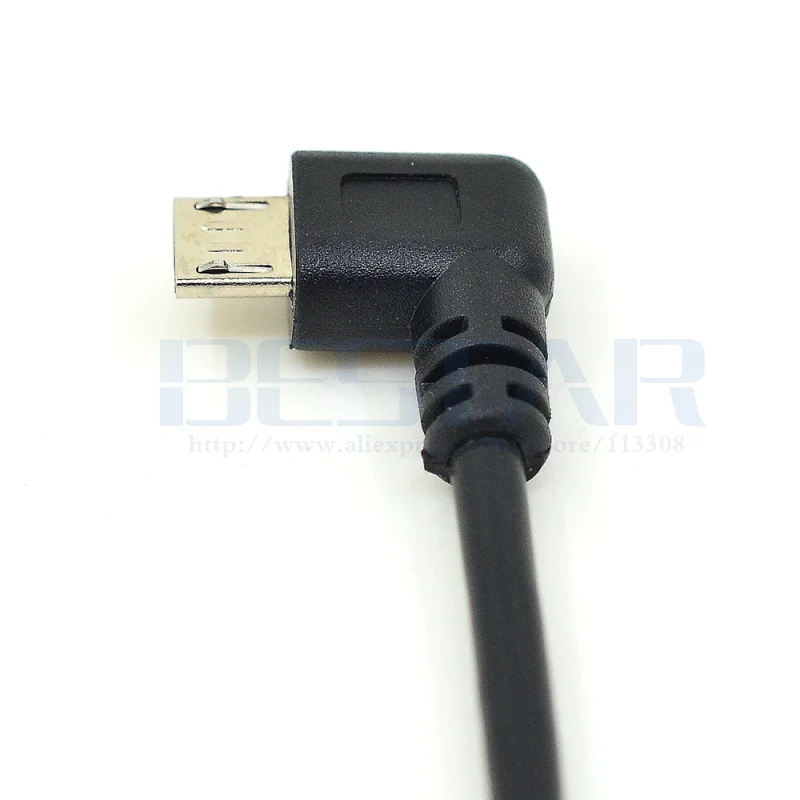 Вверх вниз влево вправо под углом 90 градусов USB Micro штекер к зарядный кабель 25 см 50