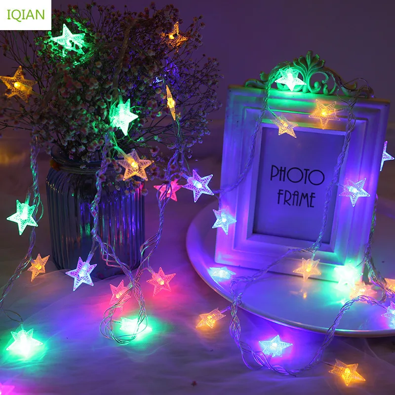 IQIAN Navidad 2019 батарея коробка звезда световая гирлянда 3 м 20 огней Новогодние