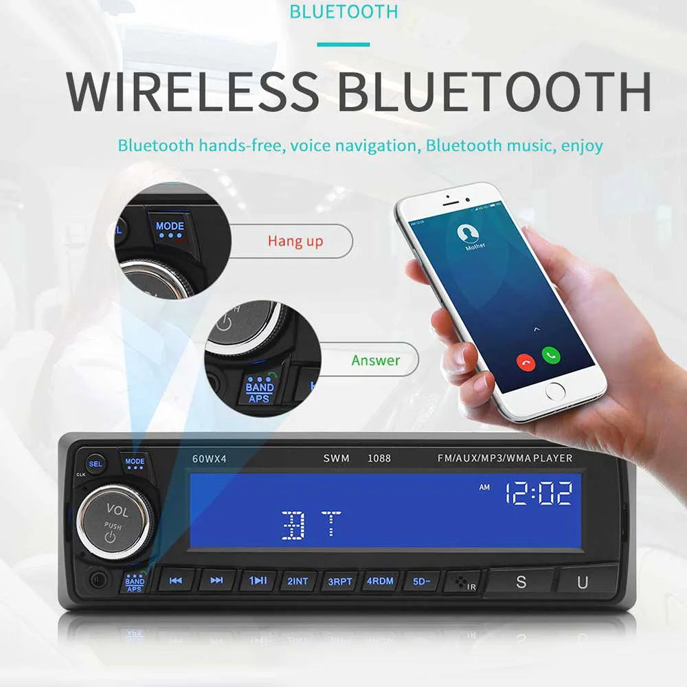 Автомагнитола 1 Din Bluetooth FM USB TF ЖК дисплей|Автомобильные радиоприемники| |