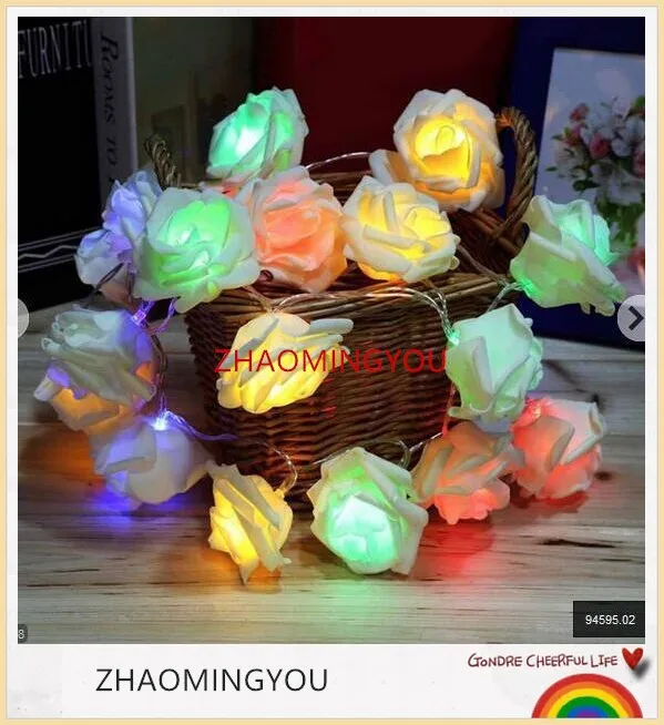 Новинка Сказочная гирлянда с цветами розы на батарейках 20 светодиодов 2 м модная