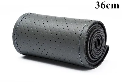 36 Gray Thread Сделай Сам, натуральная кожа, оплетка, покрытие на руль, мягкая, не скользит,, Воловья кожа, на руль, для 36, 38, 40 см, размер - Название цвета: 36 Gray Thread